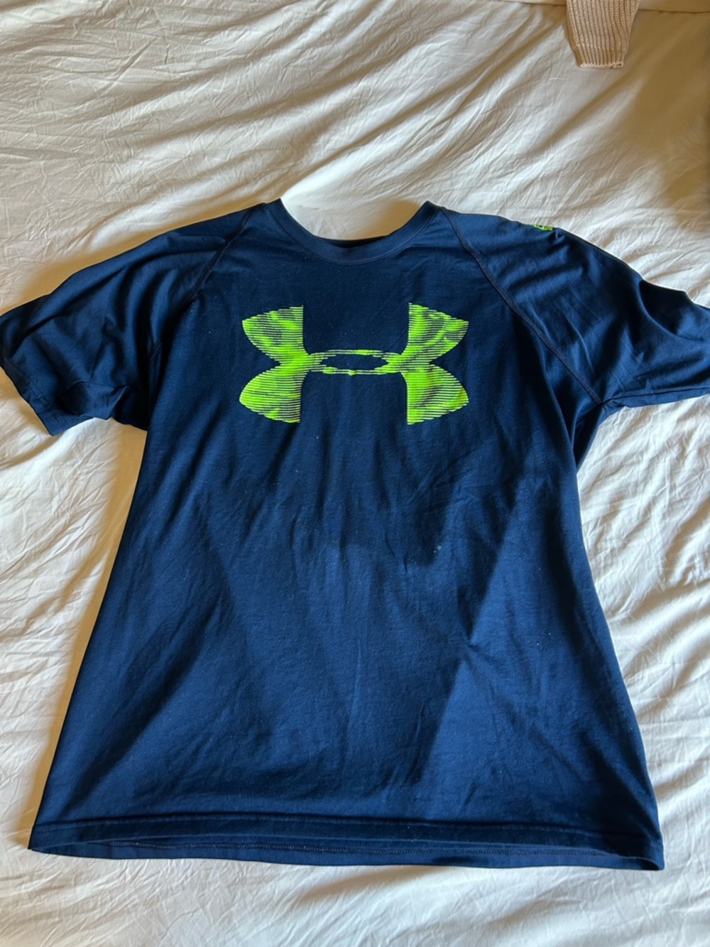 Men’s Under Armour Navy Performance Shirt with Neon Green Logo
